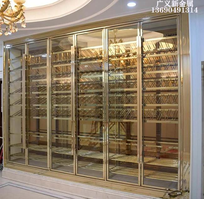 定制不銹鋼酒柜酒窖家用金屬玻璃酒架