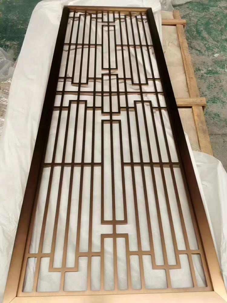 不锈钢屏风简约客厅卧室酒店售楼中心金属红古铜钛金镂空