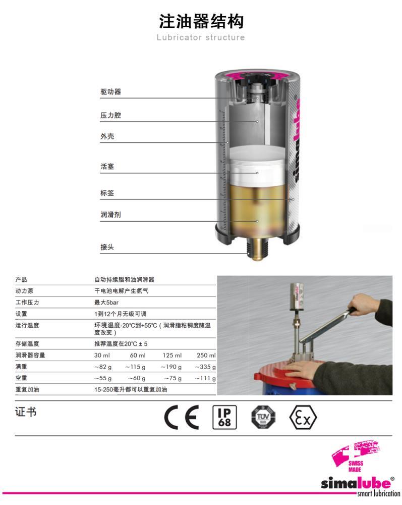 SL自动注油15ml装simalube轴承链条机器润滑注脂器