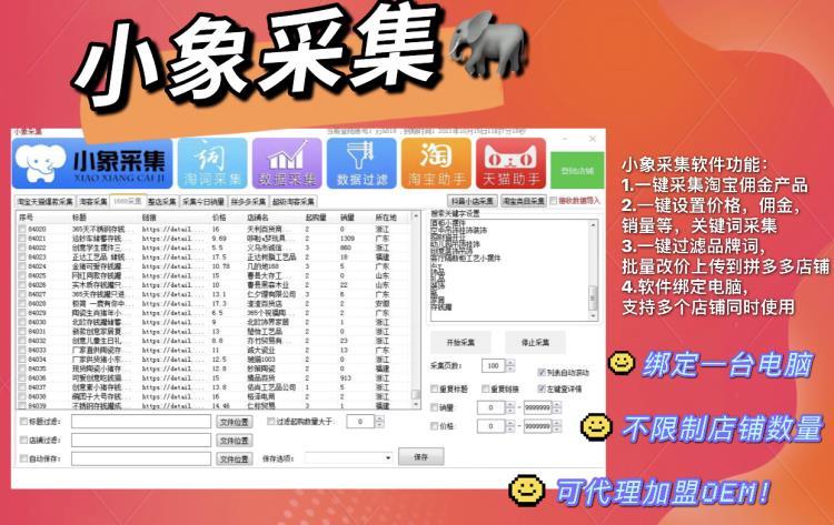 拼多多店群采集软件排行全网热词推荐小象上货代购代理后台无