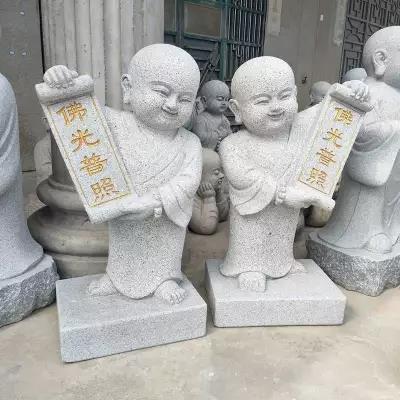 #寺院小沙弥雕塑石质小沙弥 寺院石头小和尚石雕