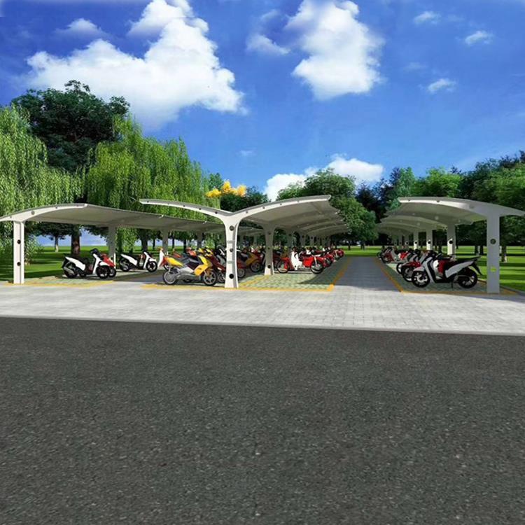 膜結構車棚選用PVDF聚酯膜材抗拉力強設計豐富造型