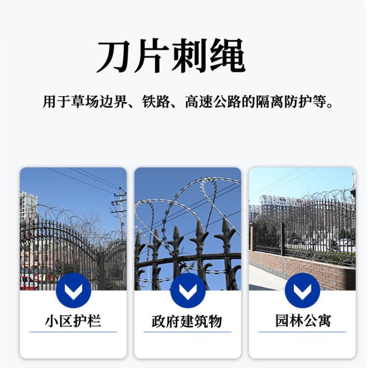 圈墙头刀片滚笼 圈地铁丝刺线 刺绳围网