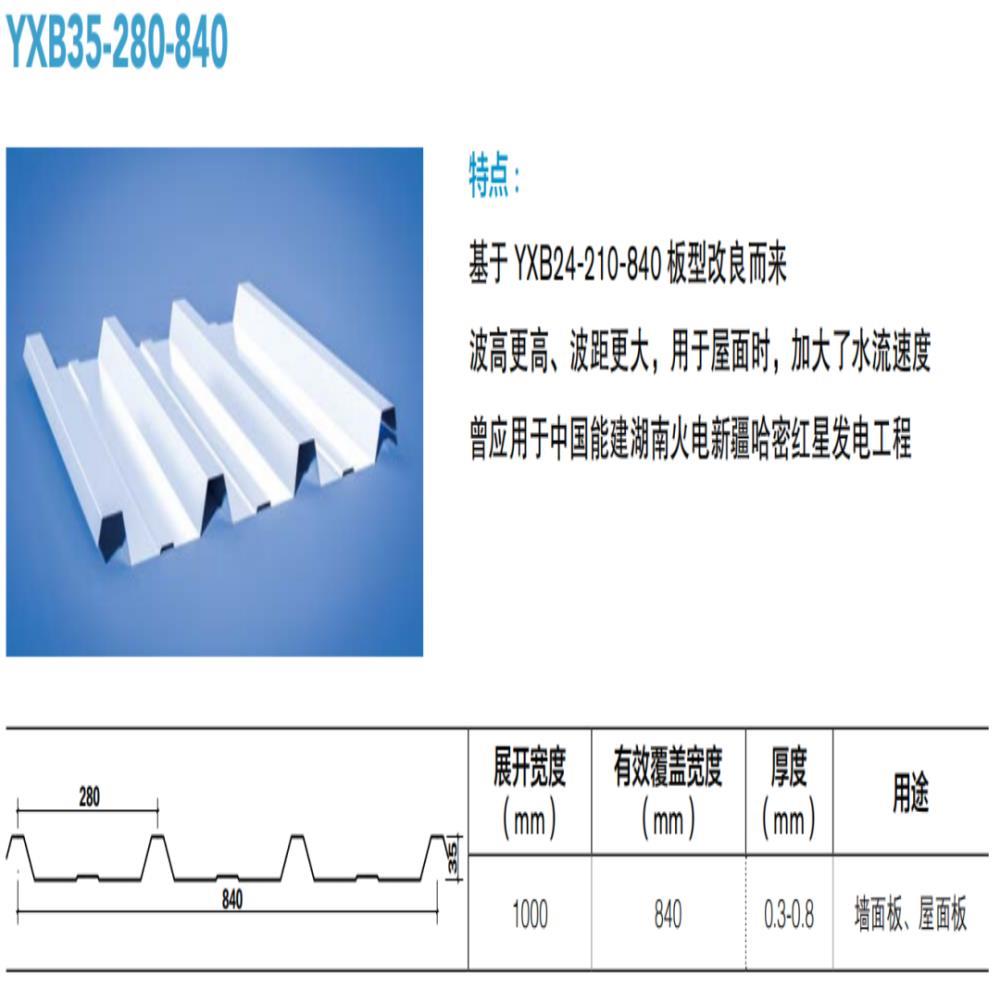 上海彩钢瓦YX35-280-840墙面压型板生产厂家