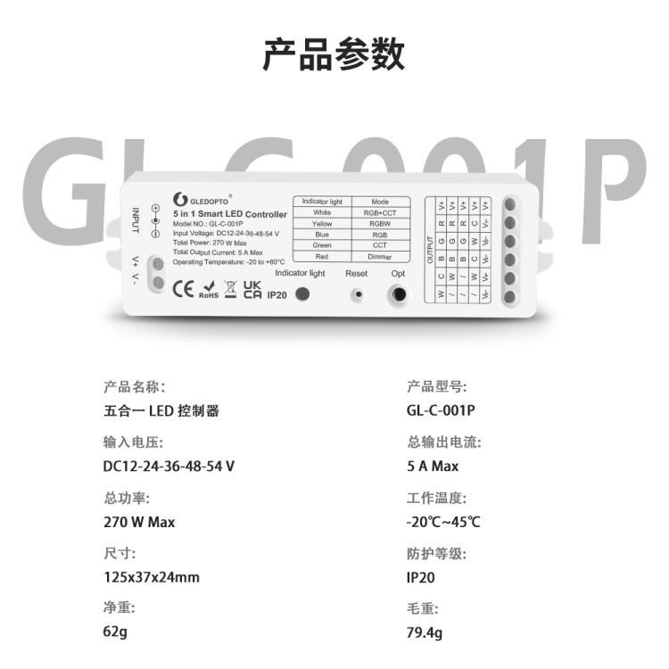 格乐德ZigBee3.0灯带控制器RGBCCT调光调色