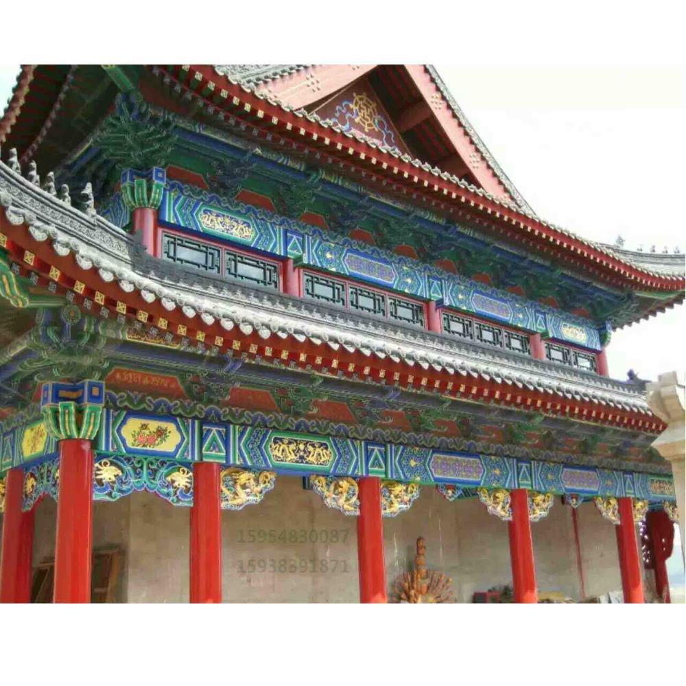 手绘古建筑彩绘寺庙道观彩绘油漆彩画背景墙佛像壁画