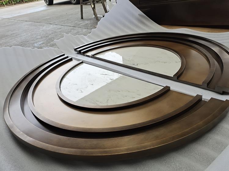 鋁板雕刻鑲玉石馬賽克貝殼歐式酒店洋房豪華大門工藝拉手眾鈺制作